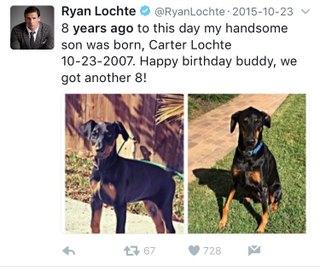 Illustration for article titled Ryan Lochte Is Bad At Math Or Has A Magic Dog
